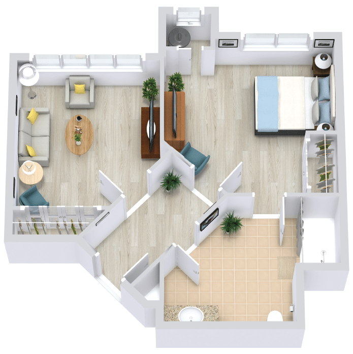 Assisted Living One Bedroom floor plan