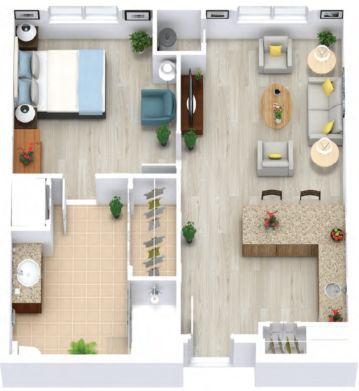 Assisted Living One Bedroom floor plan