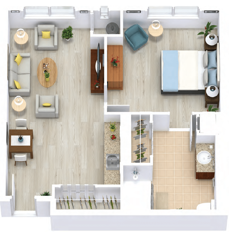 Assisted Living One Bedroom floor plan